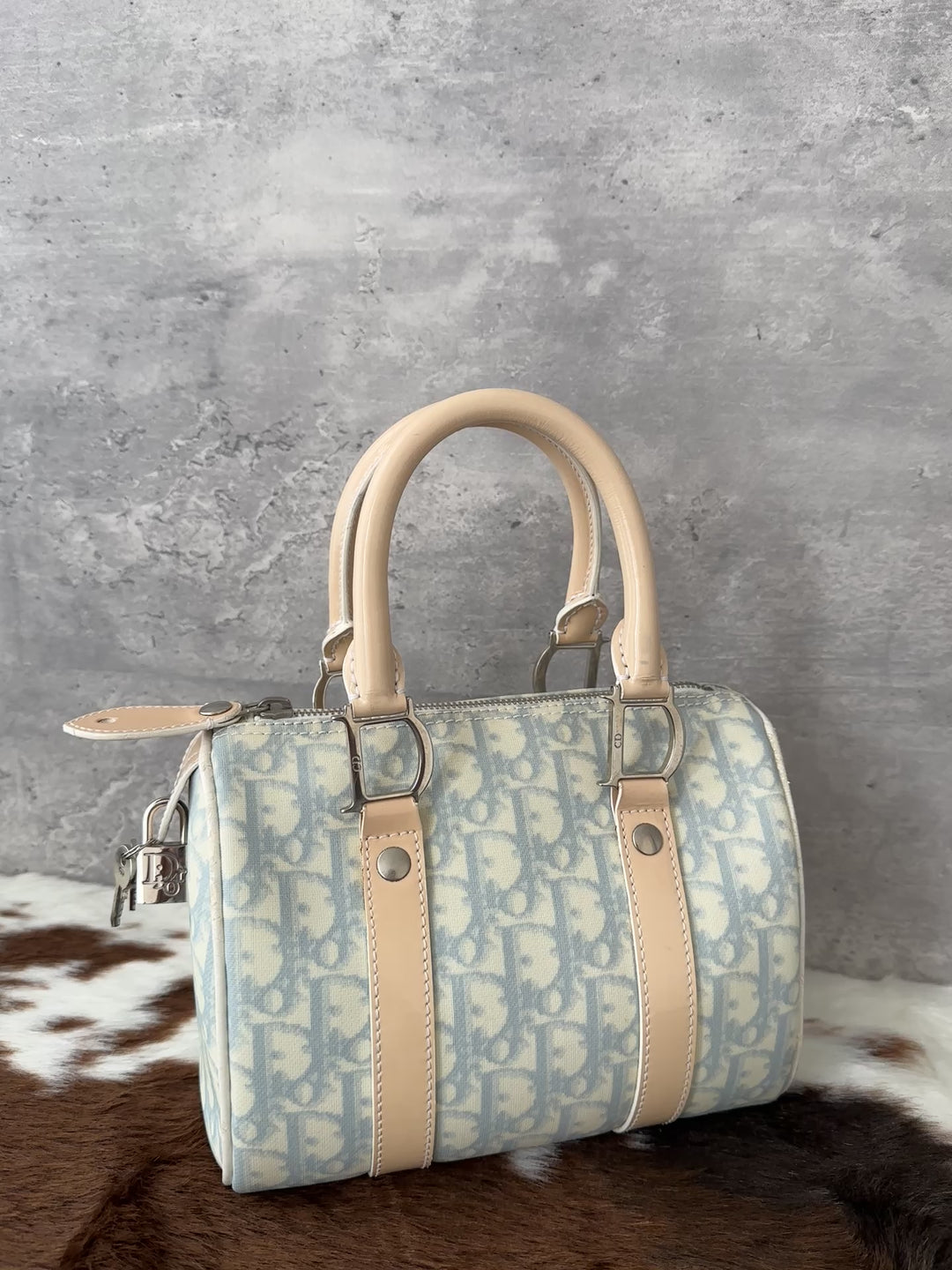 Dior “Baby Blue Mini Boston Bag” 🩵✨ | Rare Mini Size with Iconic Key Lock