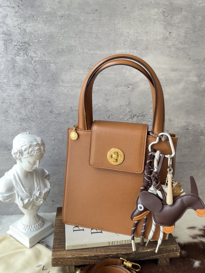 Bvlgari Caramel Box Top Handle Bag 🤎｜Original Strap｜Full Set Included｜Structured Shape