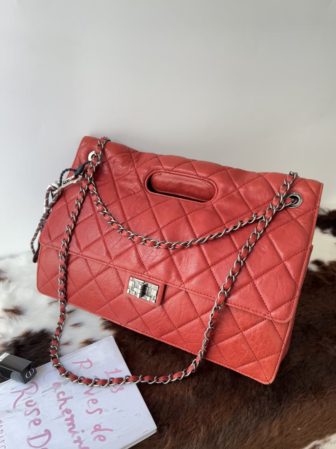 Chanel 2.55 Double Flap Jumbo Bag ❤️🖤｜Soft Calfskin × Aged Silver Hardware × Convertible Carry
