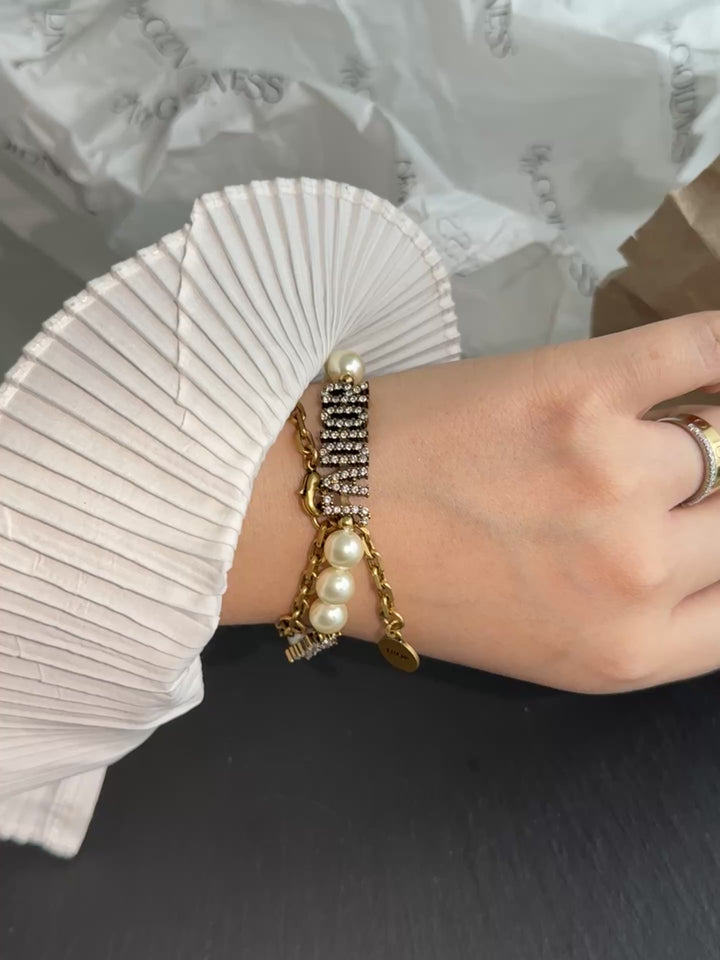 DIOR J'ADIOR Pearl & Rhinestone Choker – Glam Meets Playful 🤍✨ Crystal Sparkle + Gold Chain Charm