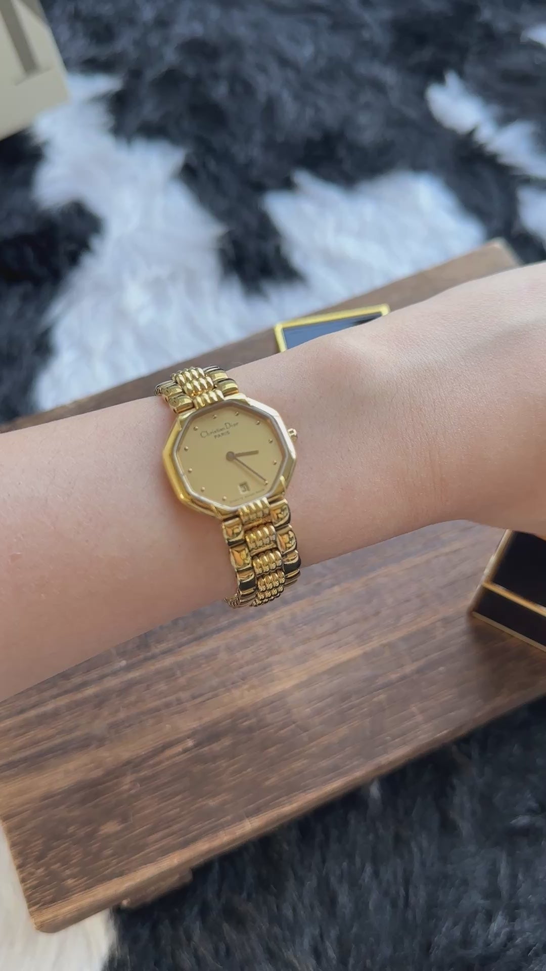 Dior Vintage Octagonal Watch ✨｜Rare All-Gold Design × Sculptural Bracelet × Timeless Elegance