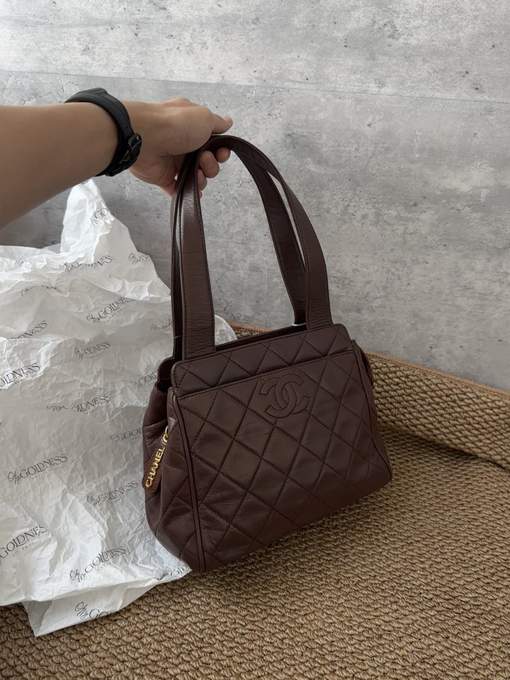 CHANEL Light Mocha Lambskin Small Tote – With Sticker 🥐
