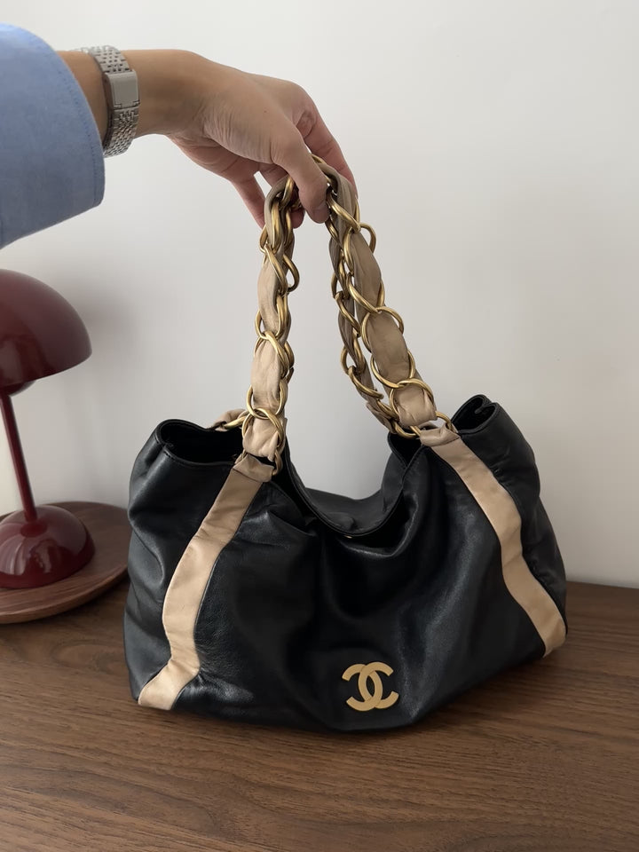 Chanel Two-Tone Chain Hobo 🖤🤍 | Soft Luxury with an Effortless Edge