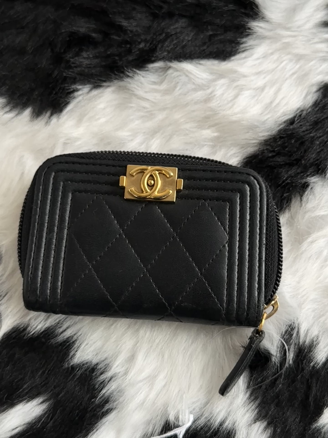 CHANEL Le Boy Card Holder 🖤✨｜Classic Black &amp; Gold × Quilted Leather × Great Value