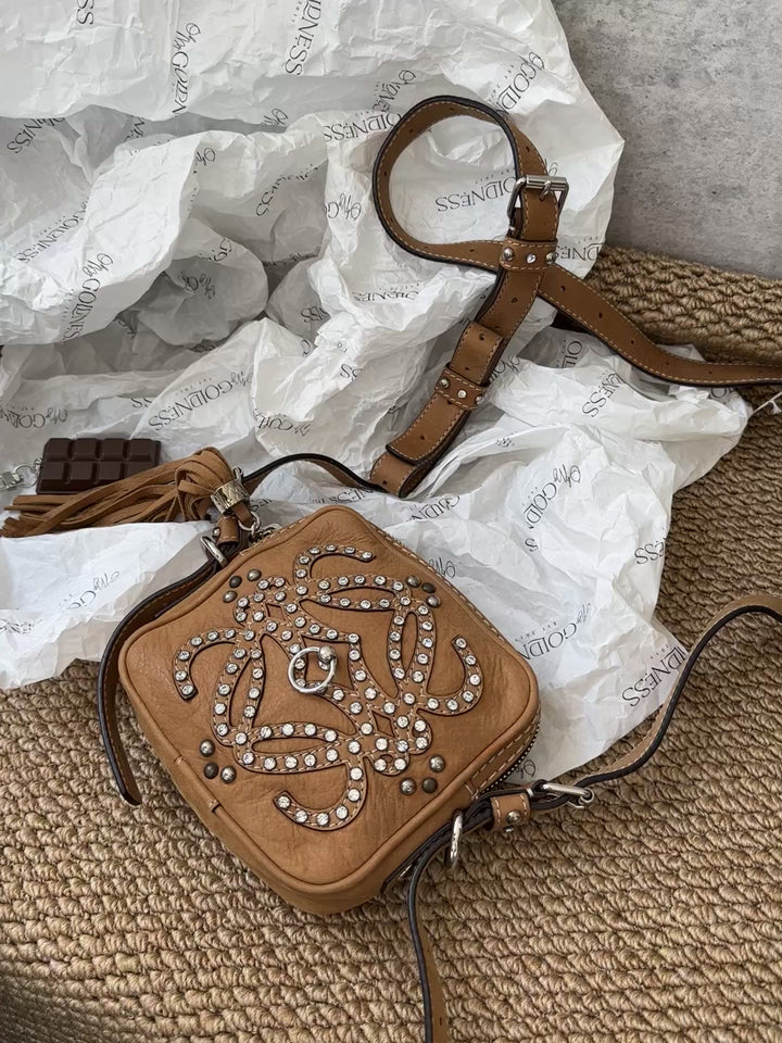 LOEWE “Cookie” Tassel Crystal Logo Mini Box Bag