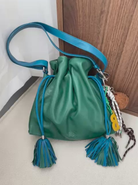 LOEWE Vintage Flamenco Tassel Bag（Green × Blue）｜Playful Elegance 💚💙