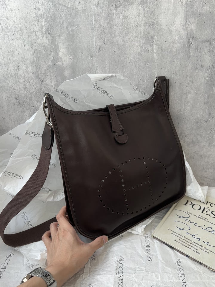 Hermes Evelyne 29 – Saddle Box Calf Leather in Deep Chocolate Brown 🤎🍫