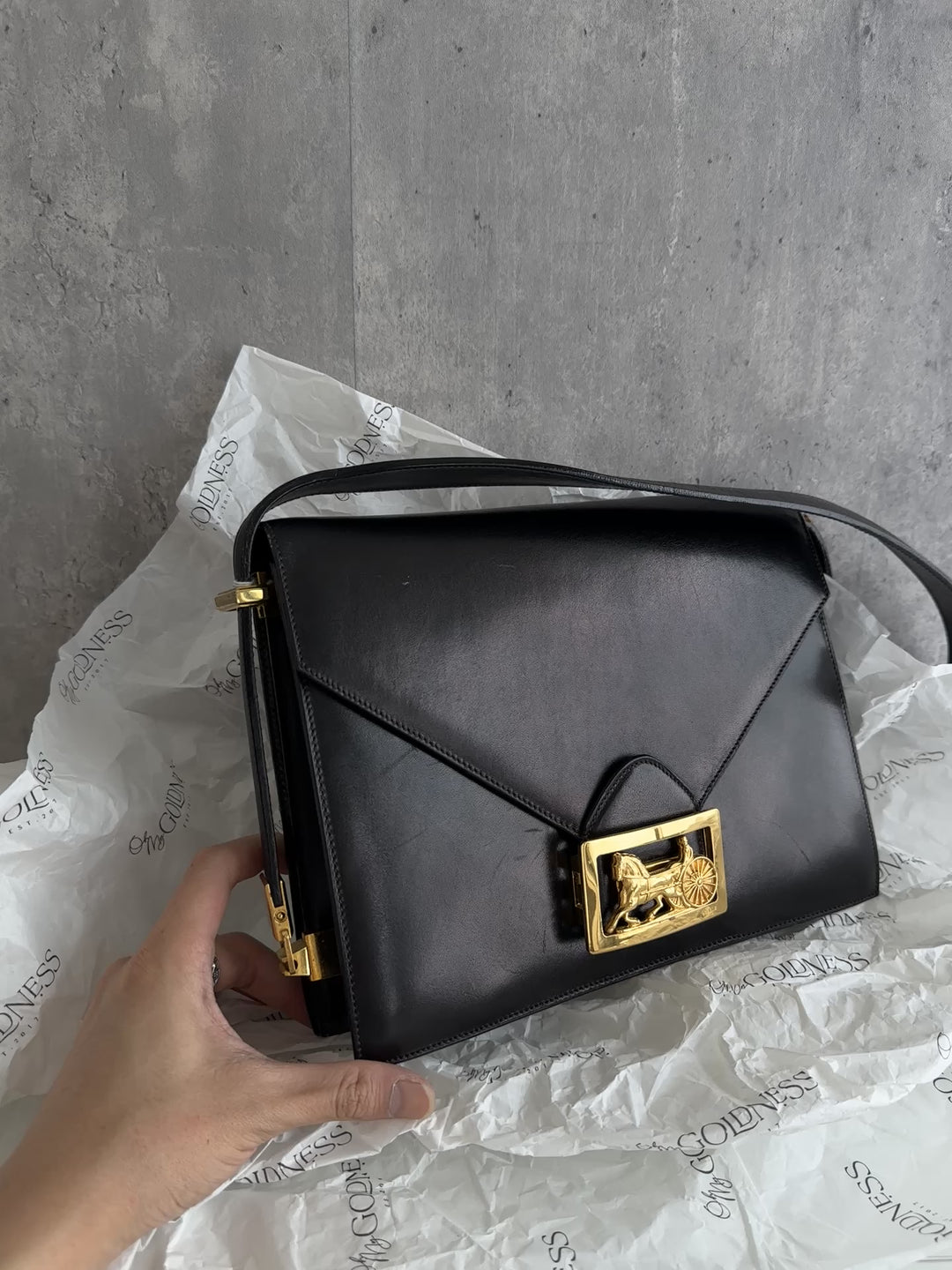 CELINE Vintage Large Carriage Buckle Envelope Bag