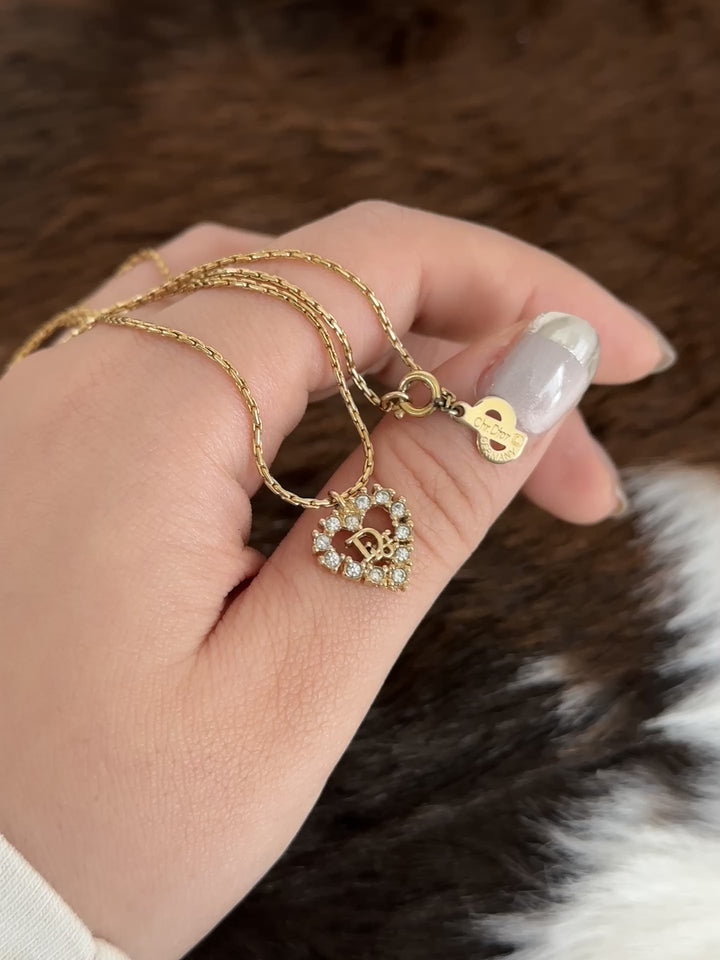 Dior “Crystal Heart Pendant Necklace” 💕✨ | Sparkly, Feminine & Classic Dior Charm