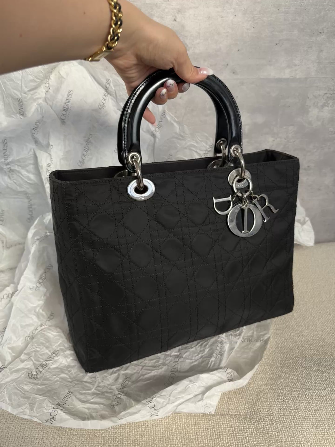DIOR Lady Dior Black Nylon Tote with Silver Hardware 🖤｜Lightweight, Iconic & Timeless