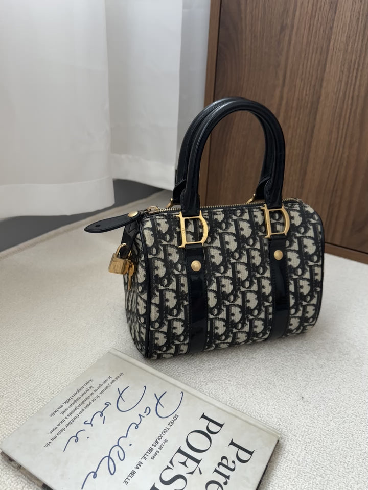 DIOR Mini Boston Bag – Oblique Monogram with Lock 🖤✨