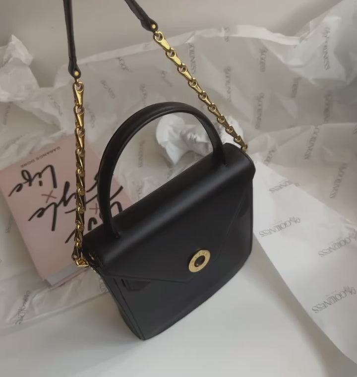 CELINE Black Fishbone Chain Mini Kelly Bag｜Rare Vintage Sophistication ✨🖤