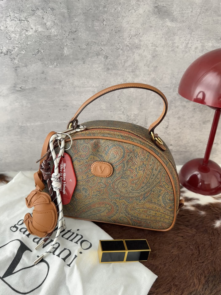 Valentino Garavani Paisley Print Vanity Top Handle Bag 🤎｜Vintage Paisley Print × Rounded Vanity Shape × Strap-Friendly Design