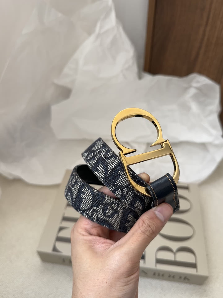 Dior CD Monogram Belt 🖤✨ Gold Large CD Buckle (Size 70)