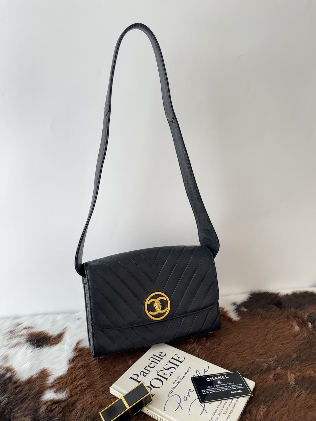 CHANEL Large Ring Chevron Soft Box Bag 🖤｜Card &amp; Sticker × Small Size × Soft Lambskin
