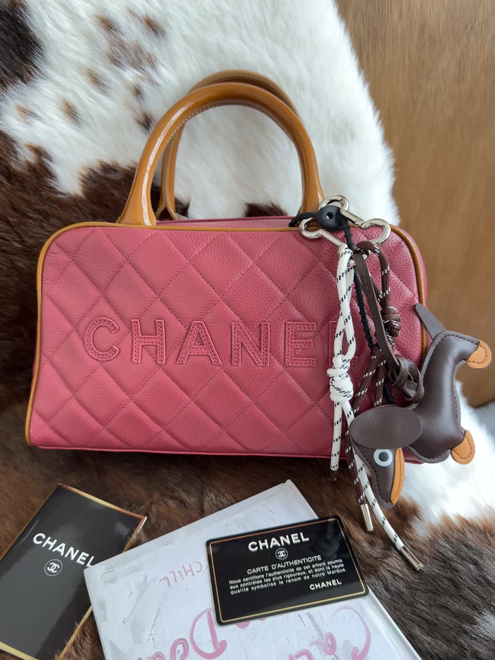 CHANEL Mini Quilted Bowling Bag 💕｜Pink Quilted Leather × Card &amp; Sticker × Practical Mini Size