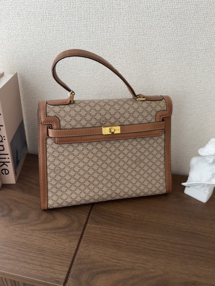 CELINE Vintage Kelly Bag – Triomphe Monogram & Leather 🤎✨