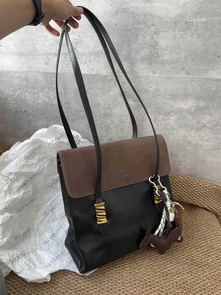 LOEWE Two-Tone Chocolate Snake-Bone Shoulder Bag 🤎｜Rare Vintage Classic