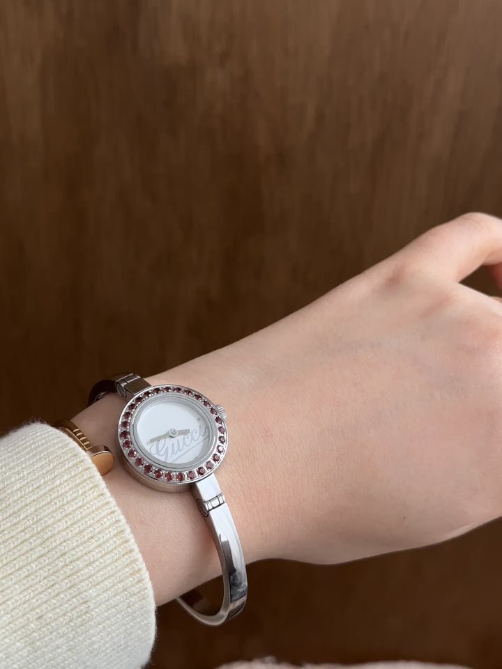 Gucci Bangle Watch ❤️✨｜Rare Crystal Bezel × Sleek Steel Bangle × Elegant Statement