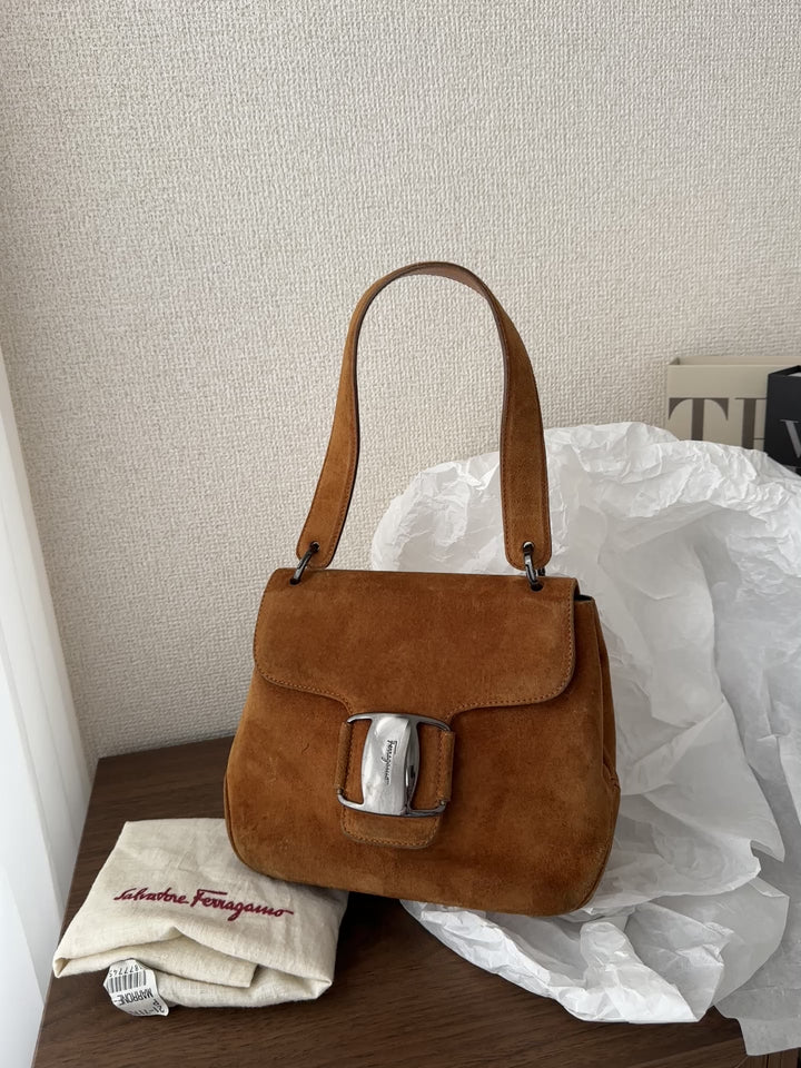 Ferragamo Suede Mini Kelly 🤎✨ Caramel Elegance