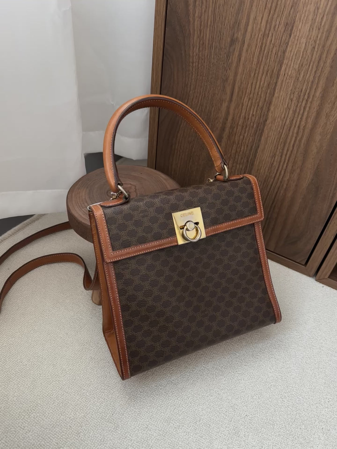 CELINE Vintage Macadam Kelly Bag 🤎 Small with Strap