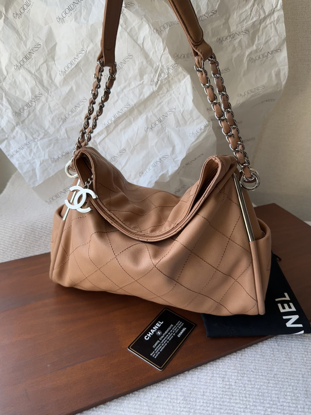 CHANEL Soft Leather Hobo Bag – Thai Milk Tea Brown 🤎 Full Set Included