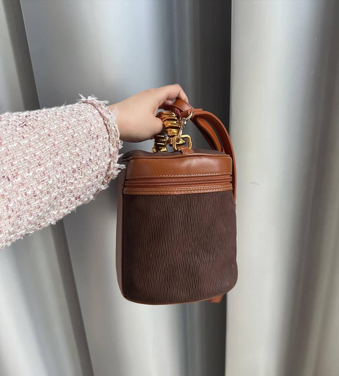 LOEWE Brown Bamboo Vanity Bag｜Rare Bamboo Handle × Unisex Vintage Charm 🧸✨
