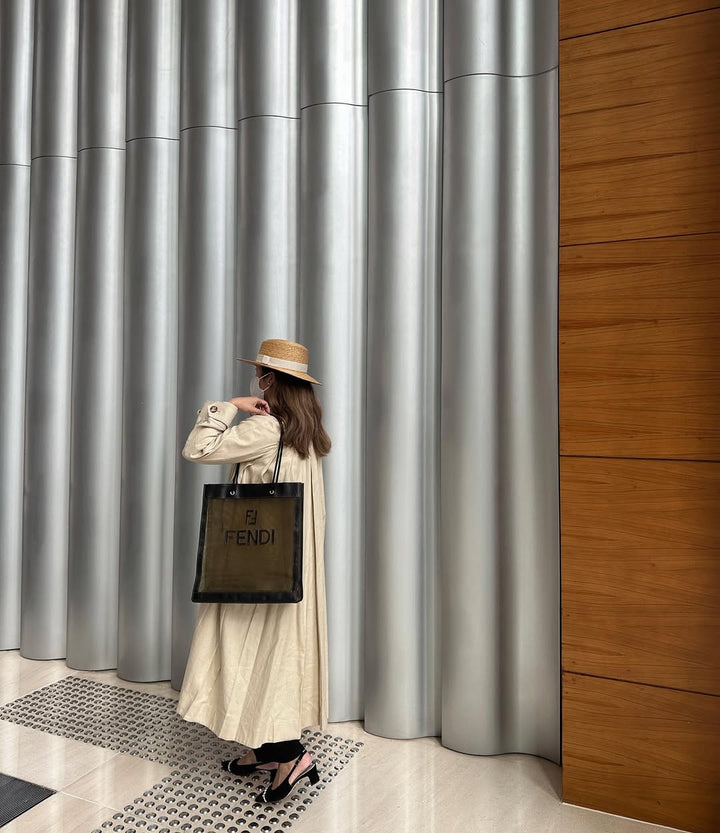FENDI See-Through Tote（Brown Mesh with Black Leather Trim）｜Lightweight Capacity × Modern Transparency 🖤