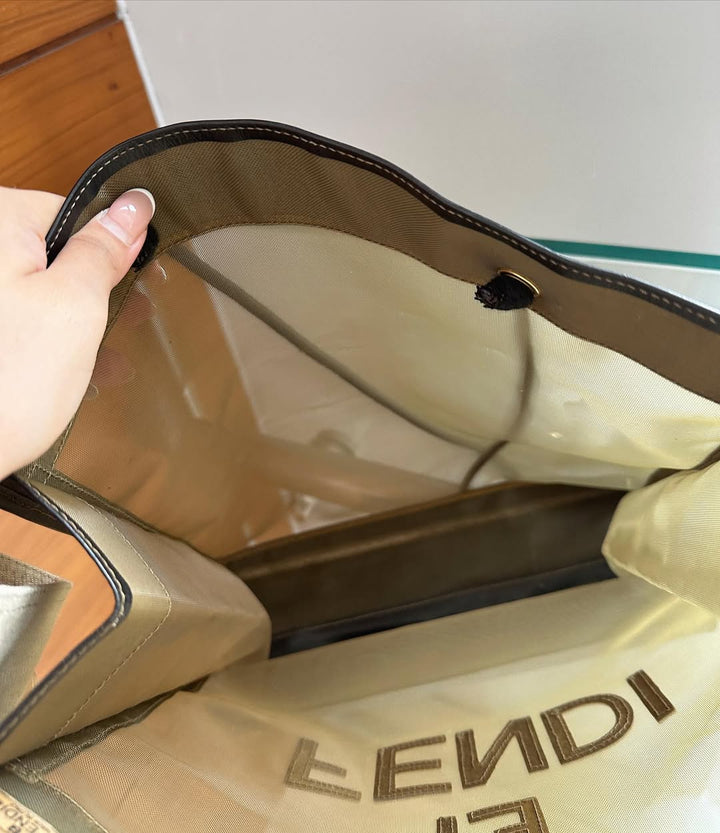 FENDI See-Through Tote（Brown Mesh with Black Leather Trim）｜Lightweight Capacity × Modern Transparency 🖤