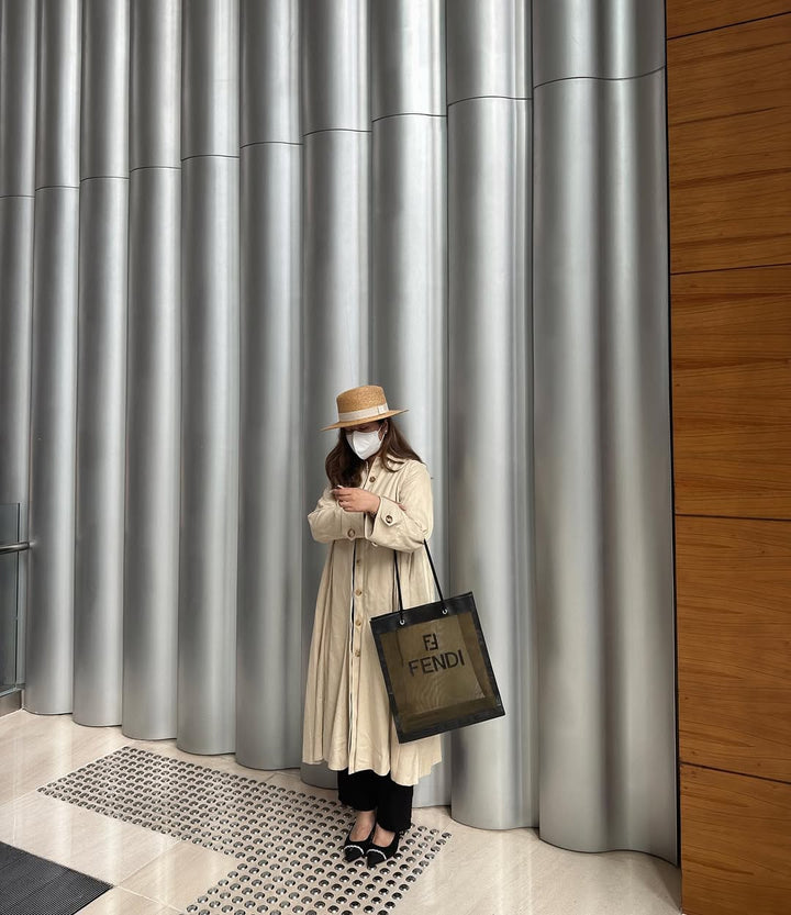 FENDI See-Through Tote（Brown Mesh with Black Leather Trim）｜Lightweight Capacity × Modern Transparency 🖤