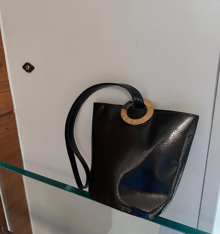 CELINE Black Leather Large Ring Bucket Bag（Small Size）｜Iconic Minimalism with a Sculptural Edge 🖤✨