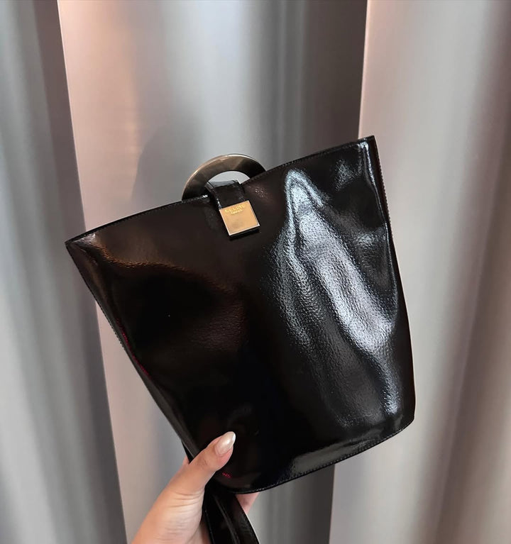 CELINE Black Leather Large Ring Bucket Bag（Small Size）｜Iconic Minimalism with a Sculptural Edge 🖤✨