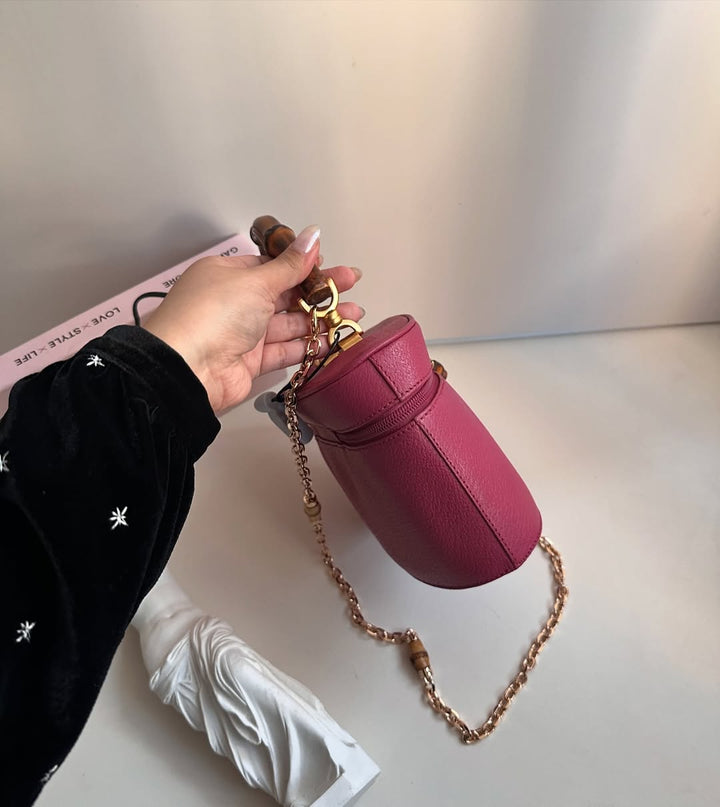 GUCCI Bamboo Dray Rose Pigskin Vanity Case｜Vintage Charm × Functional Elegance 🌸