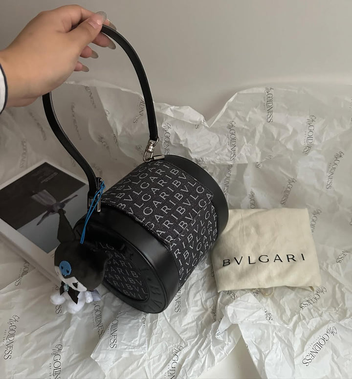BVLGARI Denim Blue Barrel Bag｜Rare Denim Tone × Unique Barrel Silhouette 🖤