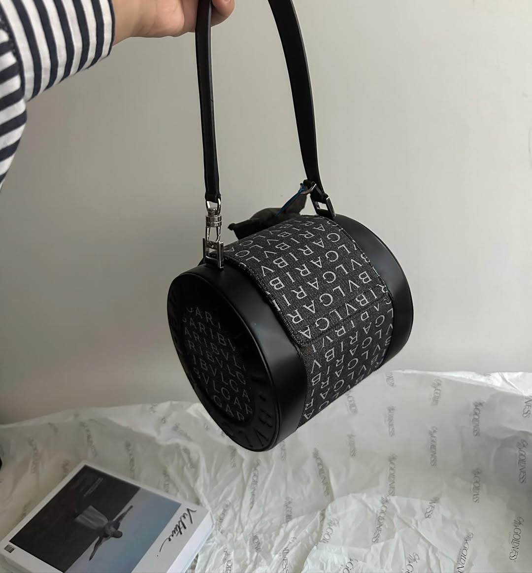 BVLGARI Denim Blue Barrel Bag｜Rare Denim Tone × Unique Barrel Silhouette 🖤